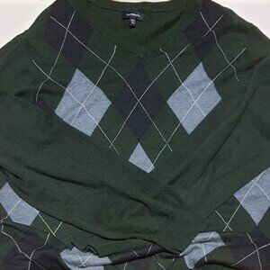 Croft & Barrow Argyle Sweater Men’s Size XXL V-Neck Argyle Green & Grey